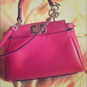 Pink Leather Micro Fendi peekaboo